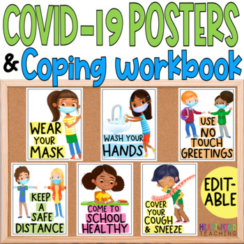 Preview of COVID 19 Safety Posters & Coping Workbook for Google Classroom