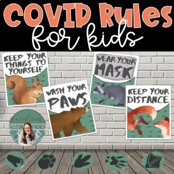 Preview of COVID 19 Safety Posters, Floor Markers, and Editable Google Slides Templates