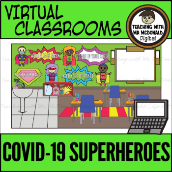 Preview of COVID-19 Superheroes | Virtual Classroom Templates Distance Learning