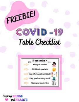 Preview of COVID-19 Table Checklist FREEBIE!
