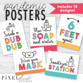 Bright Colorful COVID Poster Set | Coronavirus Pandemic Posters | Mask Signs