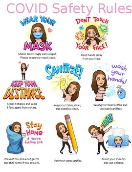 Preview of EDITABLE COVID  Bitmoji Safety Rules Poster