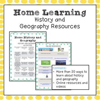 Preview of COVID19 Home Learning - History and Geography - Distance Learning
