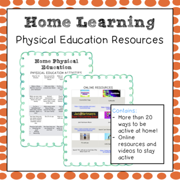 Preview of COVID19 Home Learning - Physical Education - Distance Learning