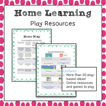 Preview of COVID19 Home Learning - Play - Distance Learning