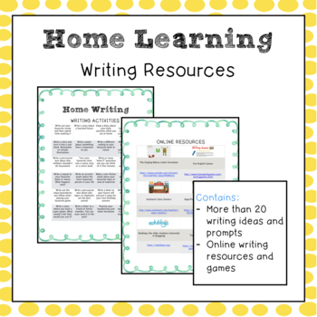 Preview of COVID19 Home Learning - Writing - Distance Learning