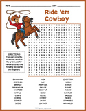 COWBOY THEMED Word Search Puzzle Worksheet Activity