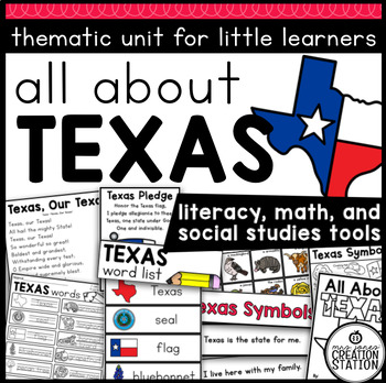 Preview of ALL ABOUT TEXAS THEMATIC UNIT | SOCIAL STUDIES UNIT | PRE-K, KINDER AND FIRST