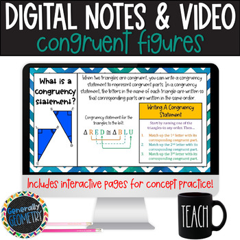 Preview of CPCTC Congruent Triangles Geometry Digital Guided Notes and Video