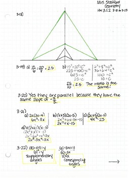 CPM CC Geometry Chapter 3 HW Answer Keys by Mrs Stafford's Math Shack