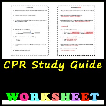 Preview of CPR Study Guide with Answers!  COMPLETE UP-TO-DATE CPR STUDY GUIDE