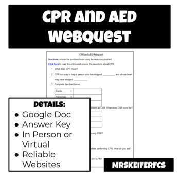 Preview of CPR and AED Webquest | Health