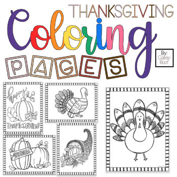 CR Thanksgiving Coloring Pages Freebie Hand Drawn by Miss Root's Classroom