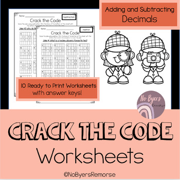 Preview of CRACK THE CODES - DECIMALS ADDITION AND SUBTRACTION TO THE HUNDREDTH PLACE