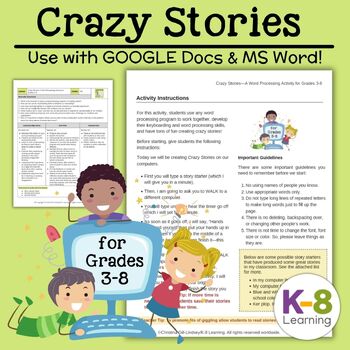 Preview of CRAZY Stories--A Word Processing Activity for Grades 3-8