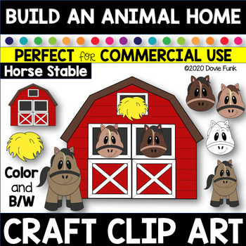 CREATE AN ANIMAL HOME CRAFT Clipart BUILD A HORSE STABLE by Dovie Funk