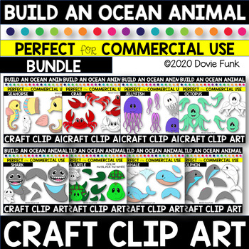 Preview of CREATE AN OCEAN ANIMAL Craft Clipart BUNDLE