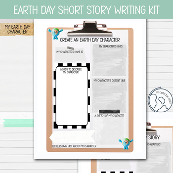 Preview of CREATE EARTH DAY CHARACTER, SHORT STORY WRITING ACTIVITY, PLOT SETTING