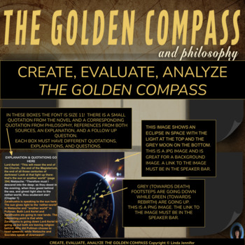 Preview of END OF NOVEL PROJECT THE GOLDEN COMPASS | CREATE, EVALUATE, ANALYZE