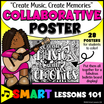 Preview of CREATE MUSIC CREATE MEMORIES Collaborative Poster Music Growth Mindset Poster