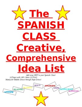 Preview of CREATE-Spanish Classroom Idea List (14 pages with over 140 ideas!!!)