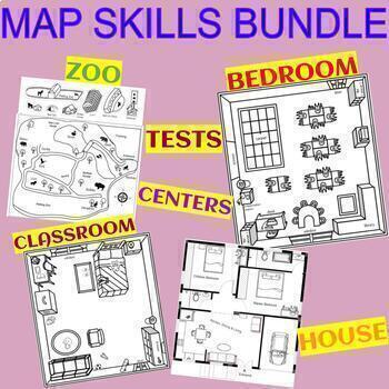 Preview of MAP SKILLS BUNDLE - CLASSROOM, BEDROOM, HOUSE, ZOO, TEST, AND CENTER