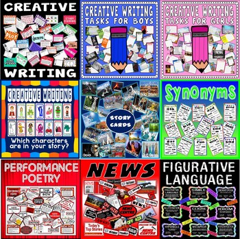 Preview of CREATIVE WRITING BUNDLE,  BOYS &GIRLS, NEWS, SYNONYMS, POETRY