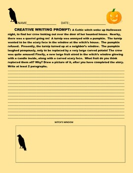 Preview of CREATIVE WRITING PROMPT: HALLOWEEN GRADES 5-9