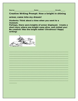 Preview of CREATIVE WRITING PROMPT: HOW A KNIGHT IN SHINING ARMOR CAME INTO MY DREAMS!