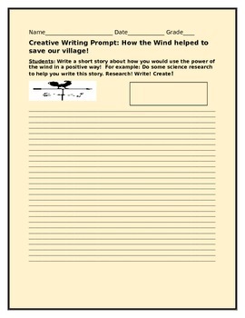 Preview of CREATIVE WRITING PROMPT:HOW THE WIND HELPED TO SAVE OUR VILLAGE