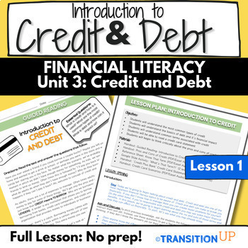 Preview of CREDIT & DEBT: Financial Literacy- Worksheets- Activities- Full Lesson- No Prep