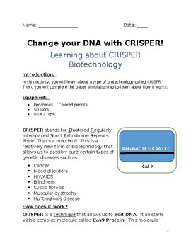 Preview of CRISPR Biotechnology Cut and Paste Simulation
