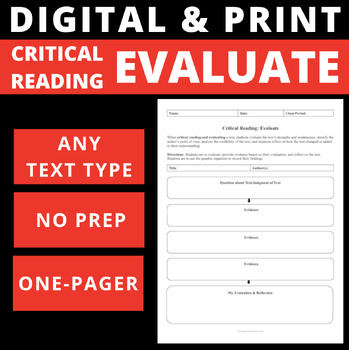 Preview of CRITICAL READING - EVALUATE - DIGITAL AND PRINT - GRAPHIC ORGANIZER