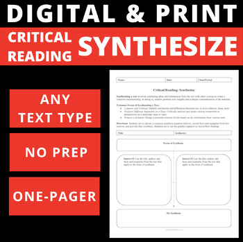Preview of CRITICAL READING - SYNTHESIZE - DIGITAL AND PRINT - GRAPHIC ORGANIZER