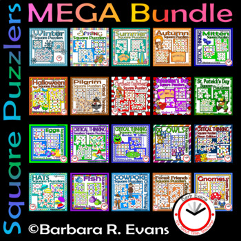 Preview of CRITICAL THINKING SQUARE PUZZLES BUNDLE