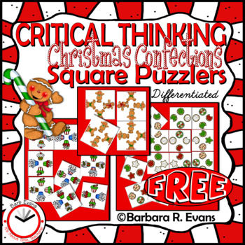 Preview of CRITICAL THINKING SQUARE PUZZLES Christmas Activity Brain Teasers Logic GATE