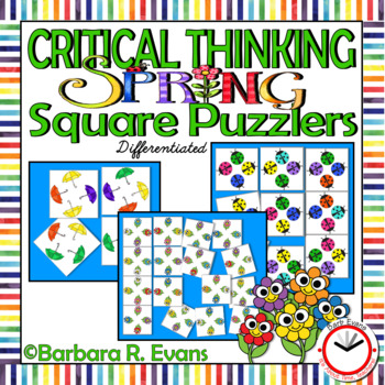 Preview of CRITICAL THINKING SQUARE PUZZLES Spring Activity Brain Teasers Logic GATE