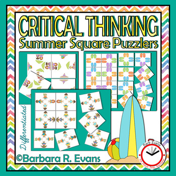 Preview of CRITICAL THINKING SQUARE PUZZLES Summer Activity Brain Teasers Logic GATE
