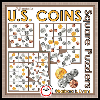 Preview of CRITICAL THINKING SQUARE PUZZLES U.S. Coins Brain Teasers 