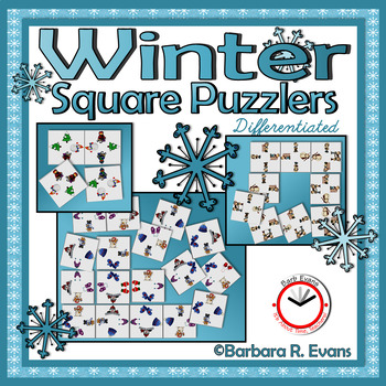 Preview of CRITICAL THINKING SQUARE PUZZLES Winter Activity Brain Teasers Logic