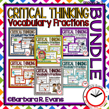 Preview of CRITICAL THINKING TASK CARDS BUNDLE Vocabulary Fractions GATE