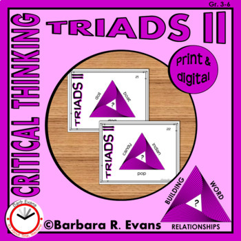 Preview of CRITICAL THINKING TASK CARDS Word Relationships TRIADS II Literacy