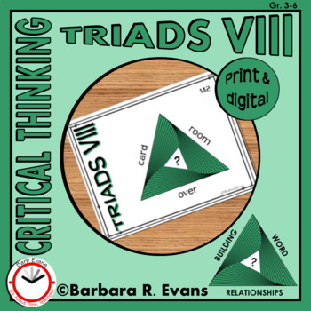 Preview of CRITICAL THINKING TASK CARDS Word Relationships TRIADS VIII Literacy GATE
