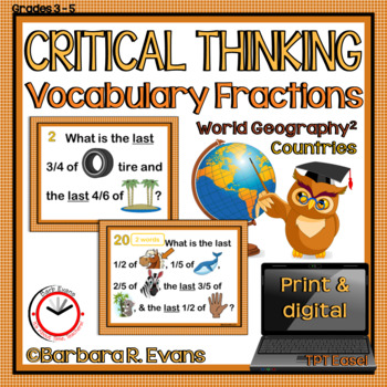 Preview of CRITICAL THINKING TASK CARDS World Geography 2 Vocabulary Fractions