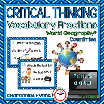 Preview of CRITICAL THINKING TASK CARDS World Geography 3 Vocabulary Fractions
