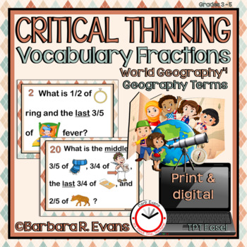 Preview of CRITICAL THINKING TASK CARDS World Geography 4 Vocabulary Fractions