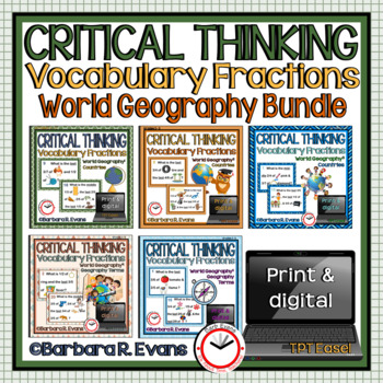 Preview of CRITICAL THINKING VOCABULARY FRACTIONS BUNDLE World Geography