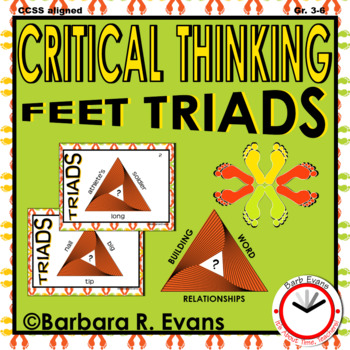 Preview of CRITICAL THINKING TASK CARDS Word Relationships FEET TRIADS Vocabulary HOTS