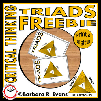 Preview of CRITICAL THINKING with Word Relationships TRIADS FREEBIETask Cards GATE