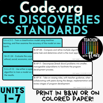Preview of CS Discoveries Standards Units 1-7